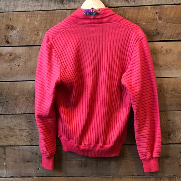 Vintage | Wool Blend Coral Floral Details Cardigan - Picture 9 of 12